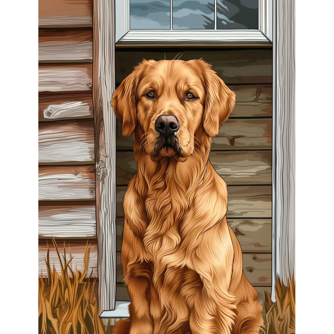 Chien doré posant Poster