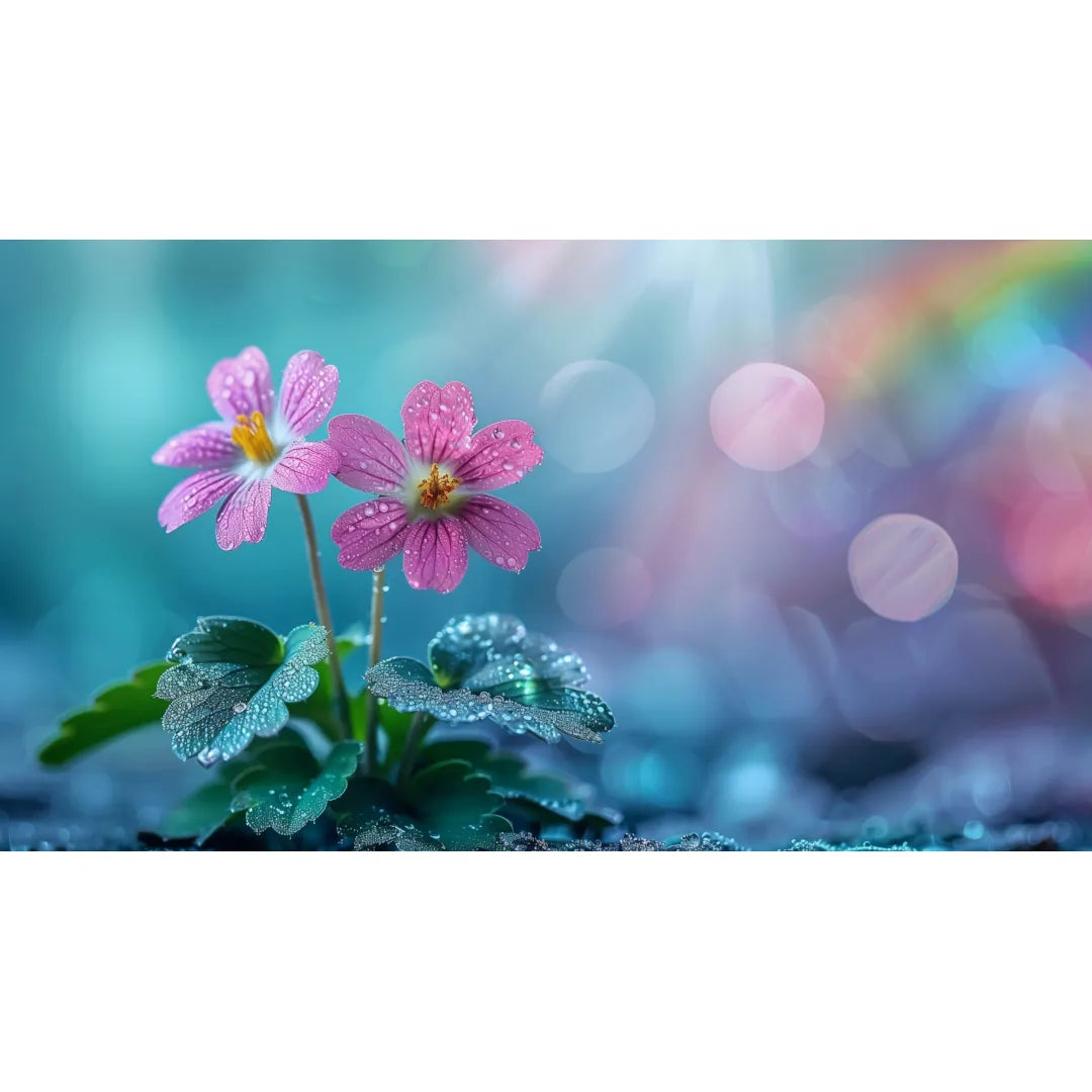 Duo de fleurs roses après la pluie Poster