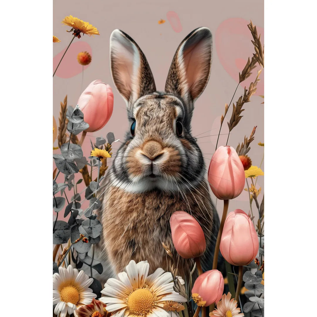 Lapin brun dans les tulipes Poster