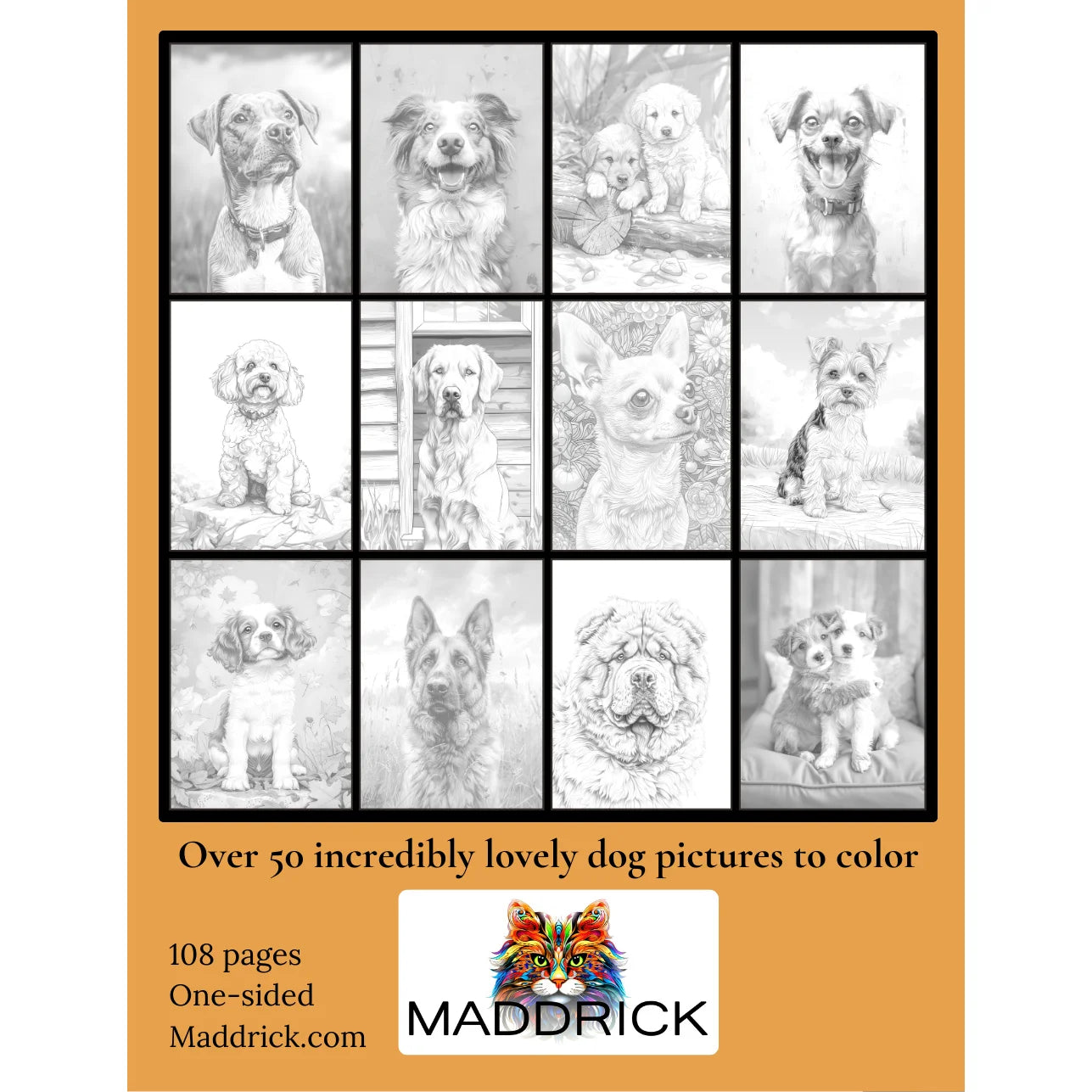 L'album de coloriage en niveaux de gris The Dog Album