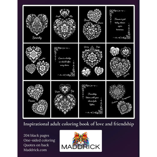 Love Heart Mandalas Black