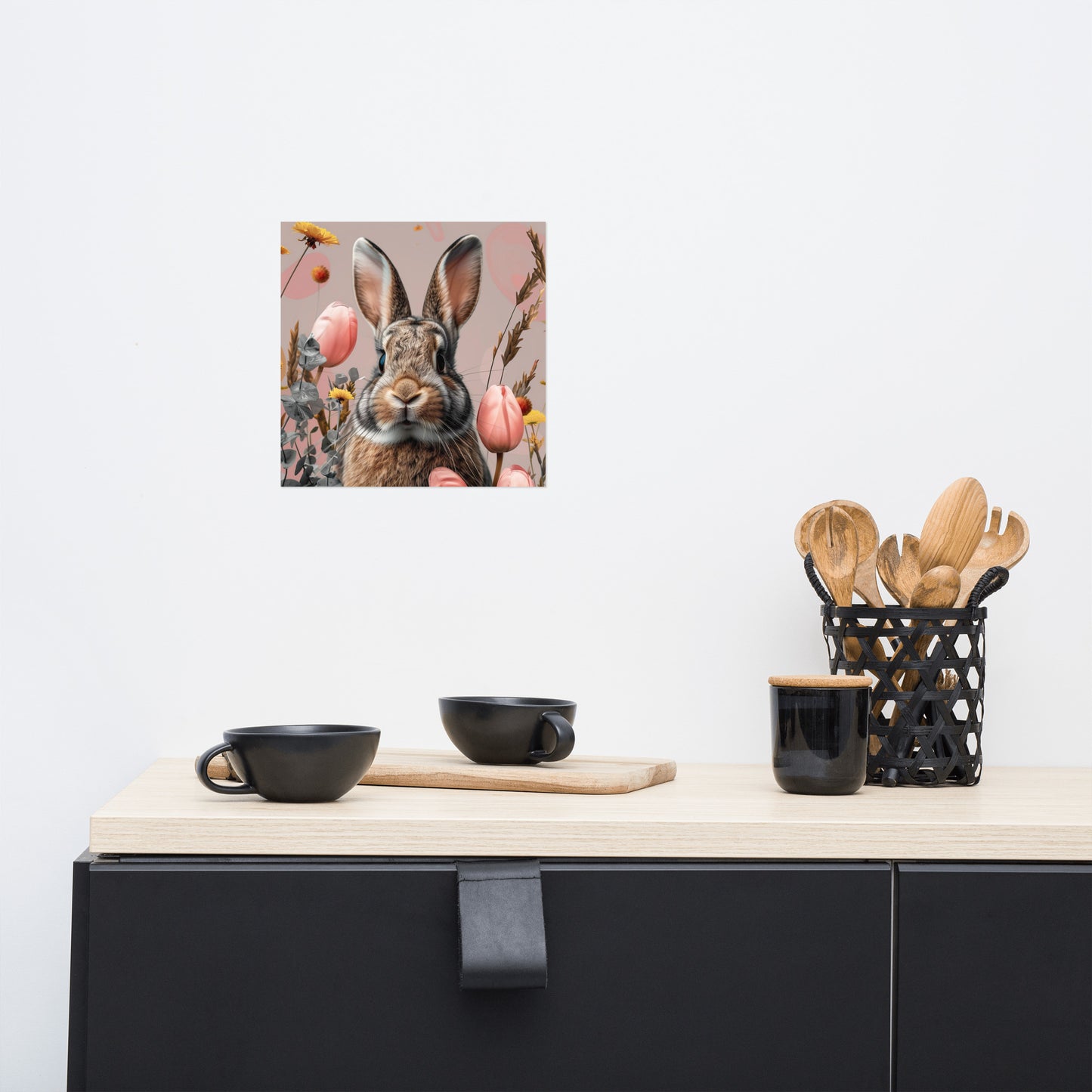Lapin brun dans les tulipes Poster
