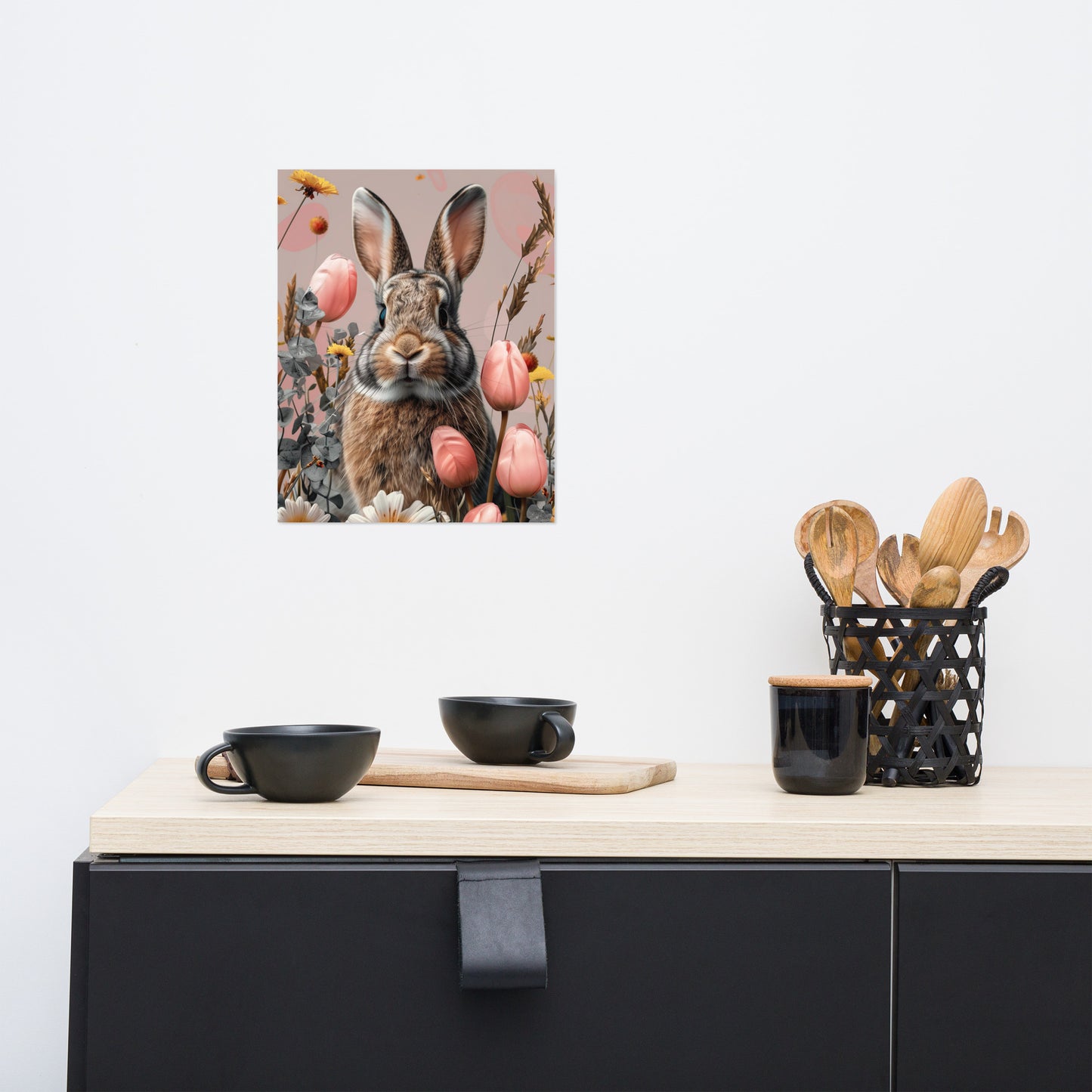Lapin brun dans les tulipes Poster