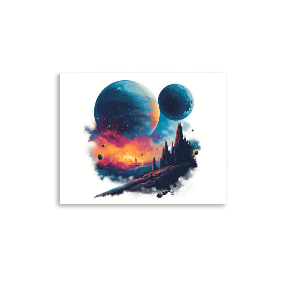 Alien Planet surface at dawn with moons-Poster