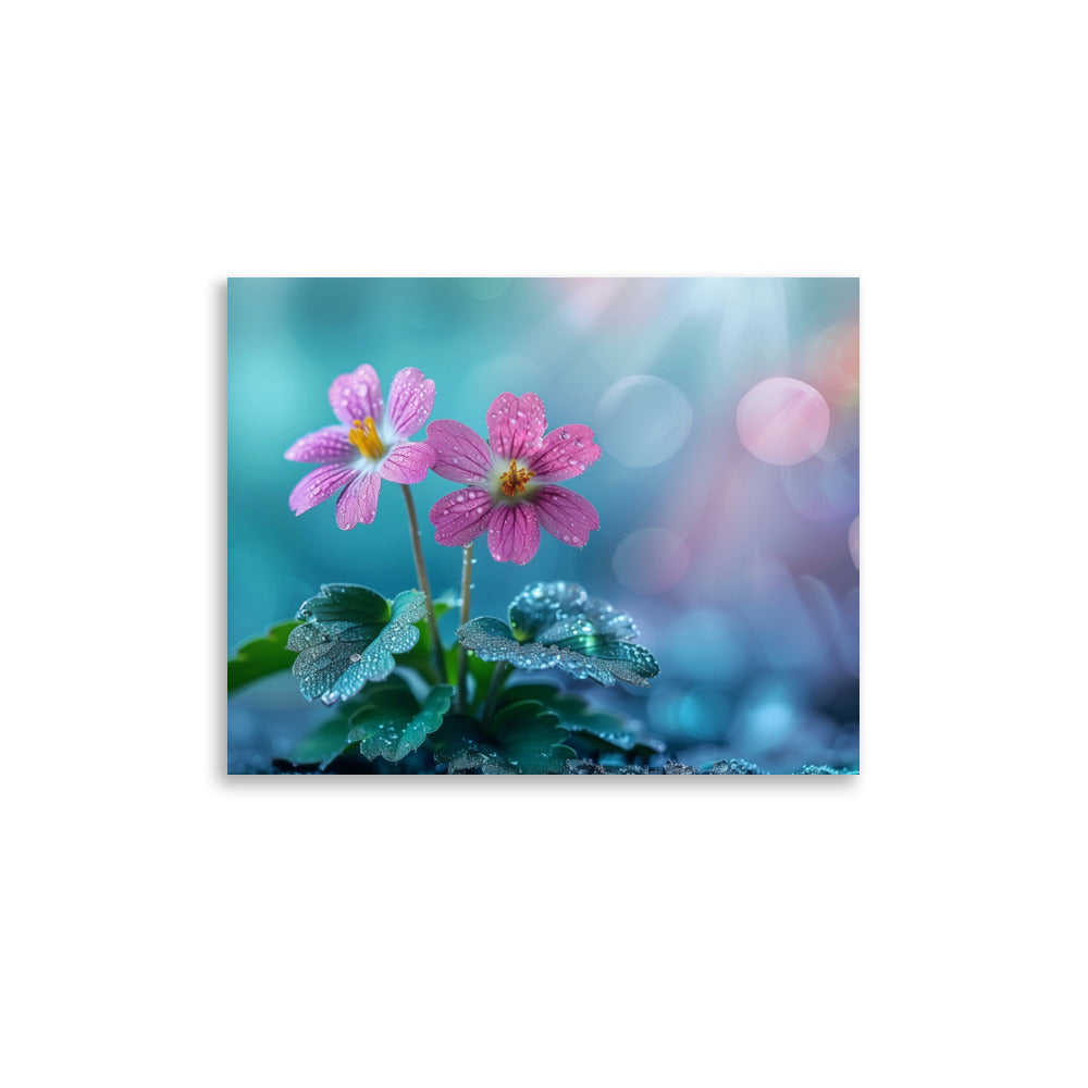 Duo de fleurs roses après la pluie Poster