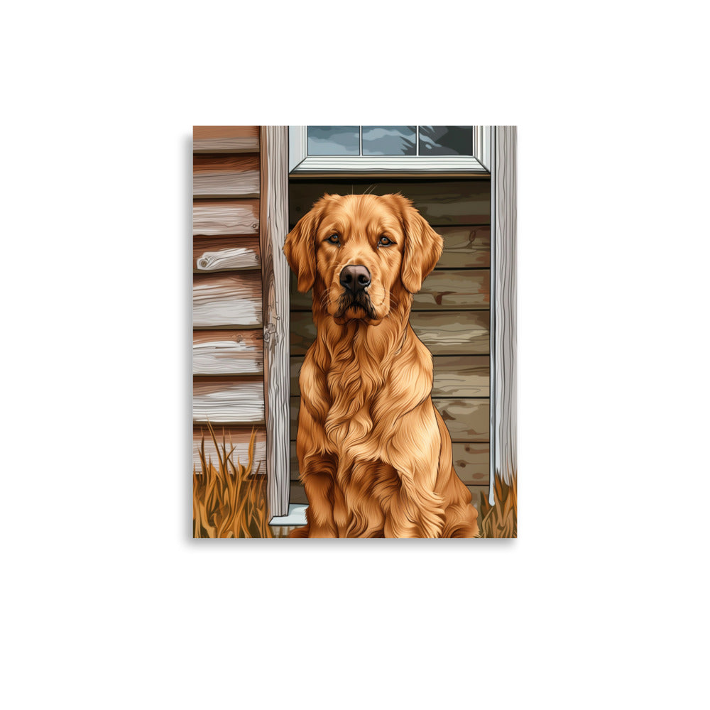Chien doré posant Poster