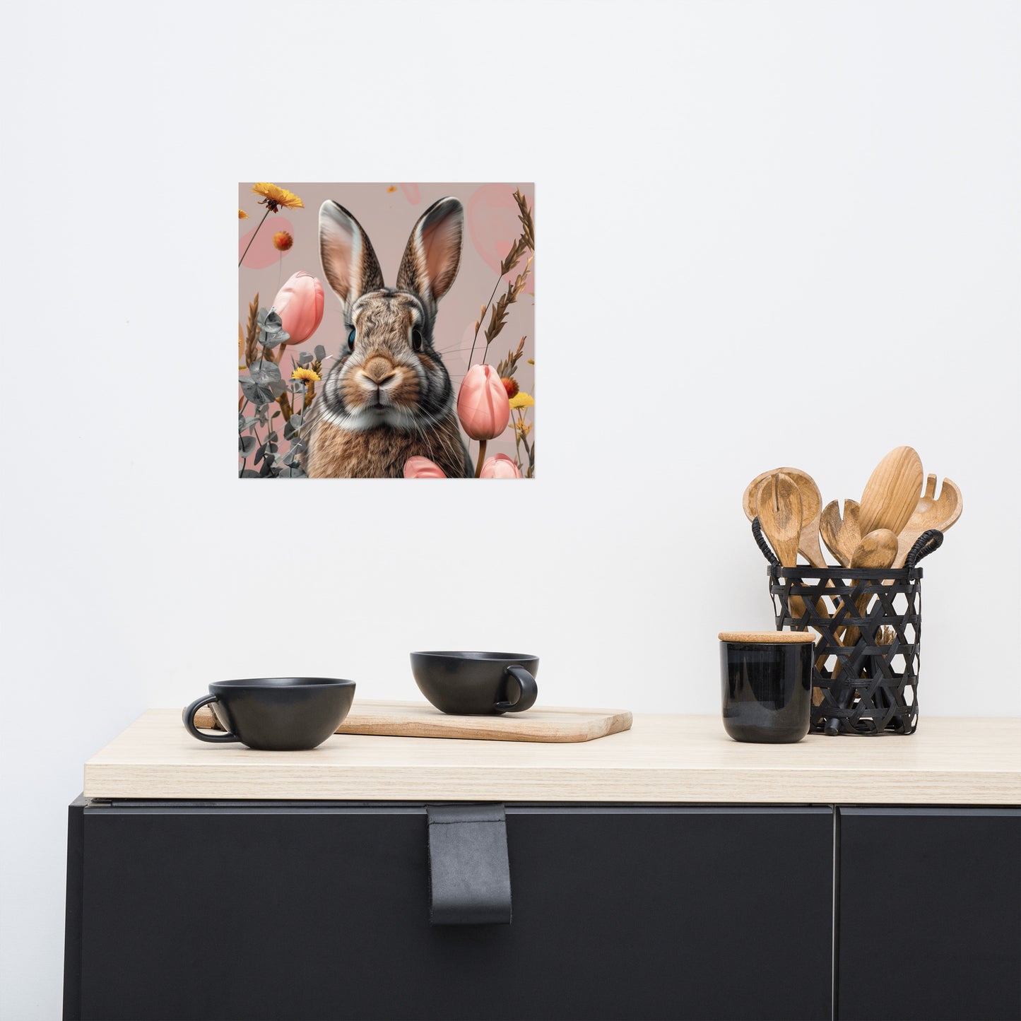 Lapin brun dans les tulipes Poster