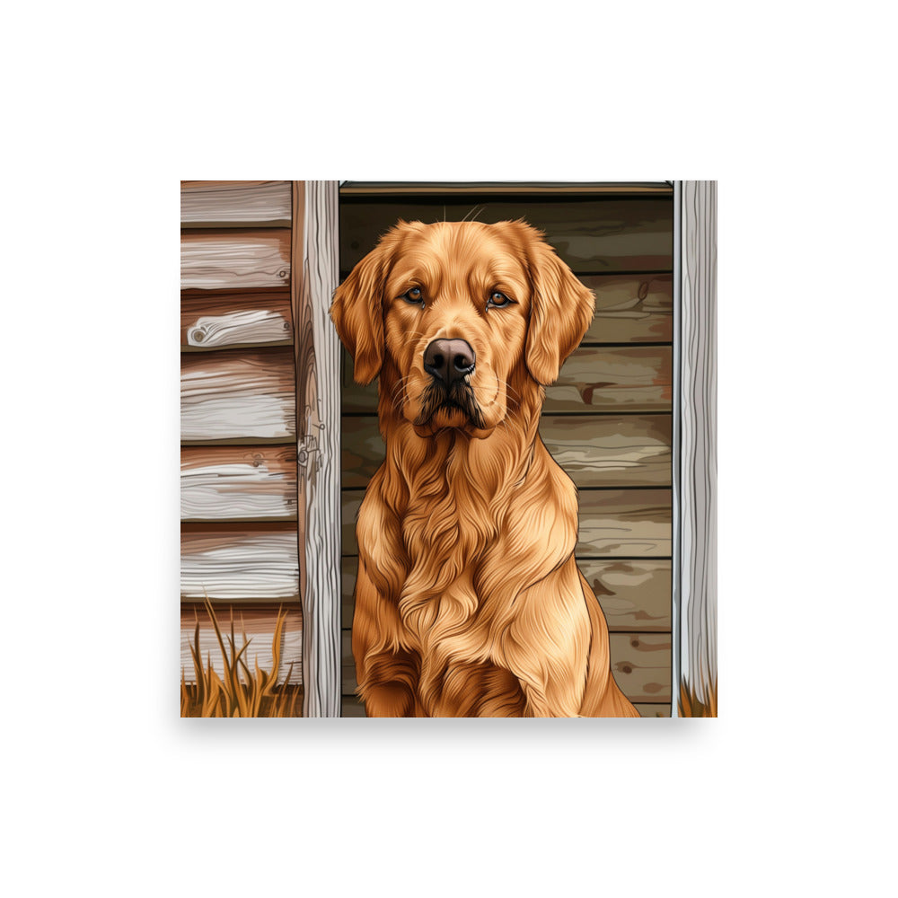 Chien doré posant Poster