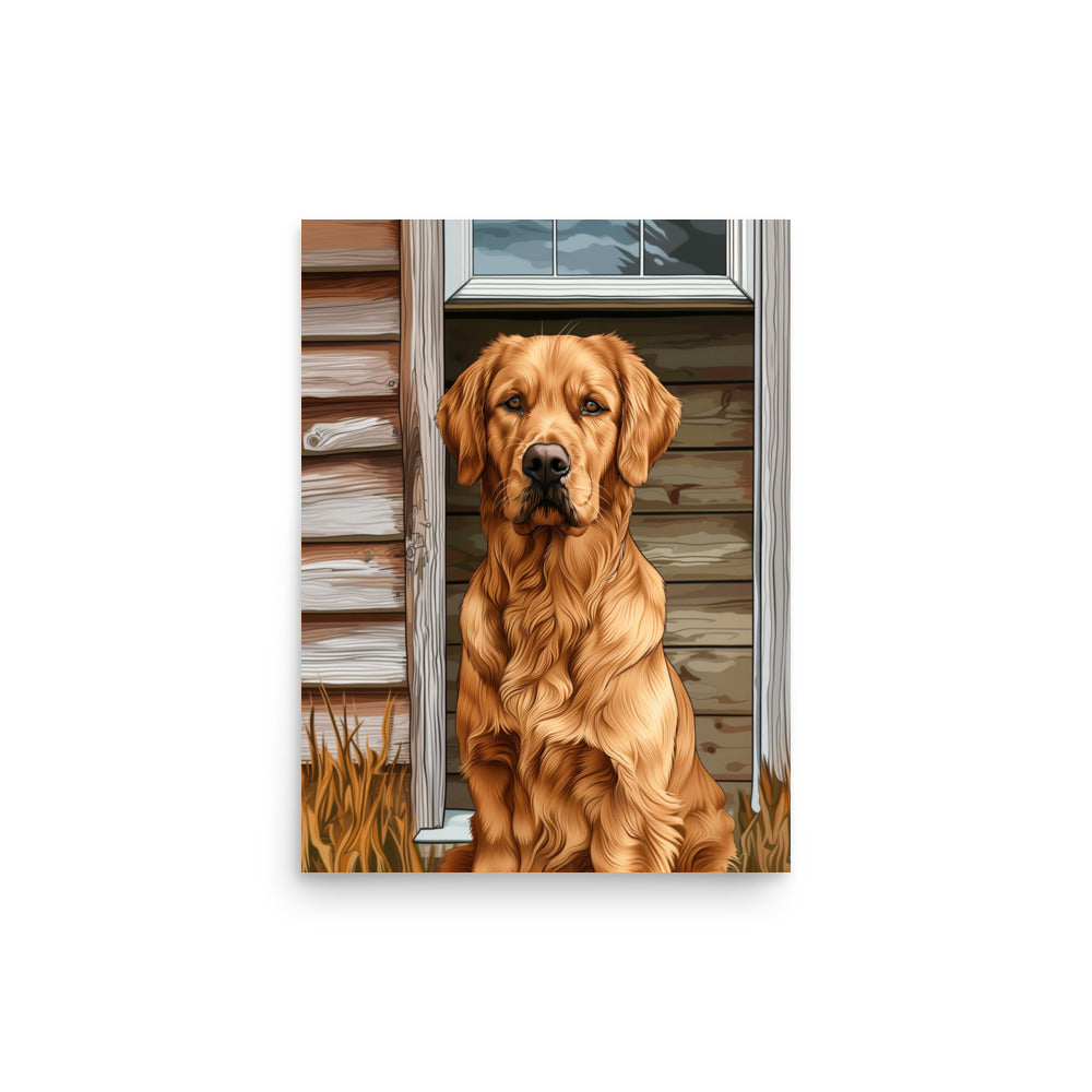 Chien doré posant Poster