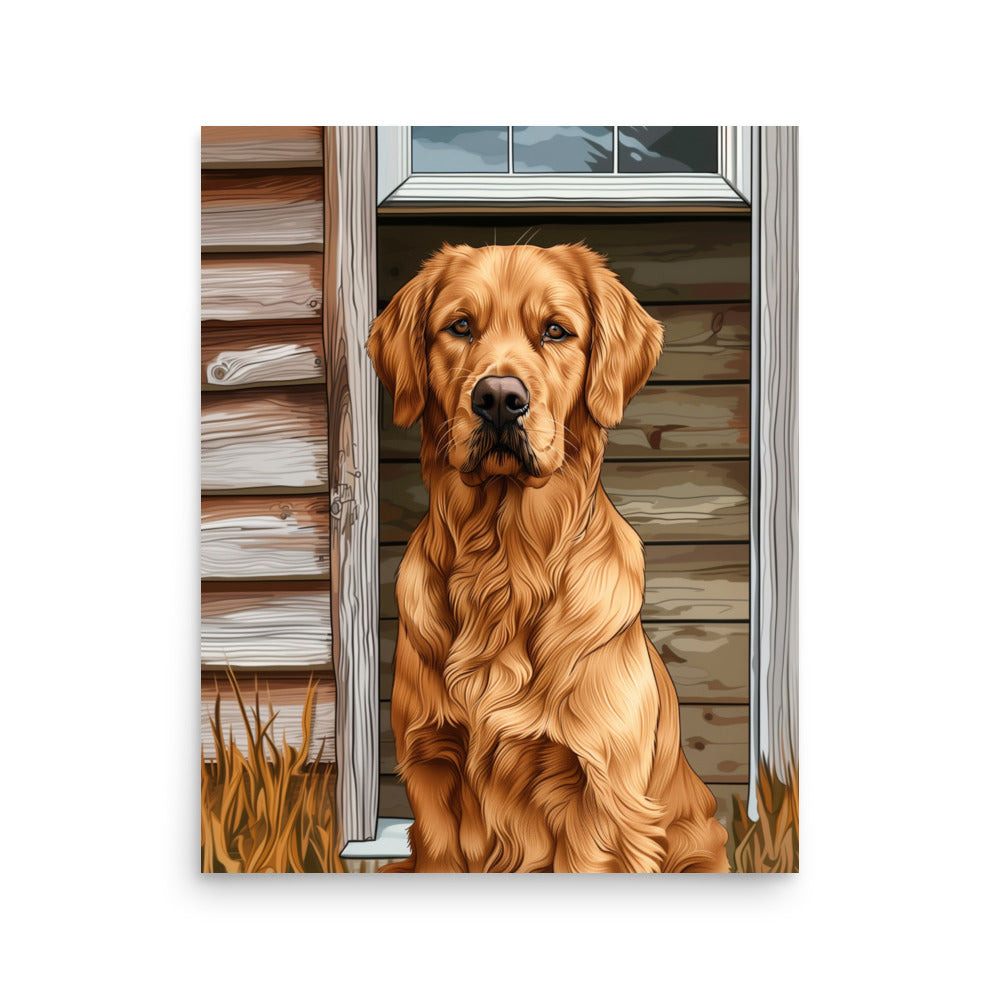 Chien doré posant Poster