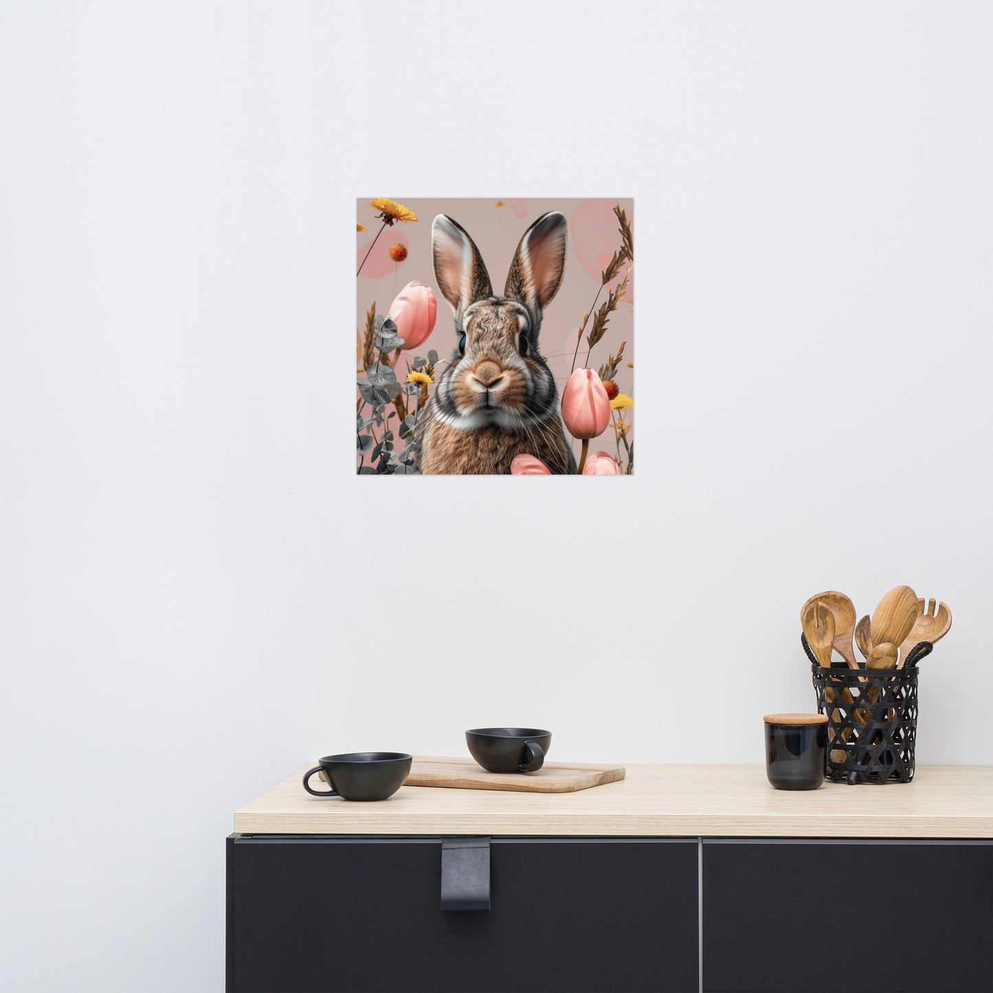 Lapin brun dans les tulipes Poster