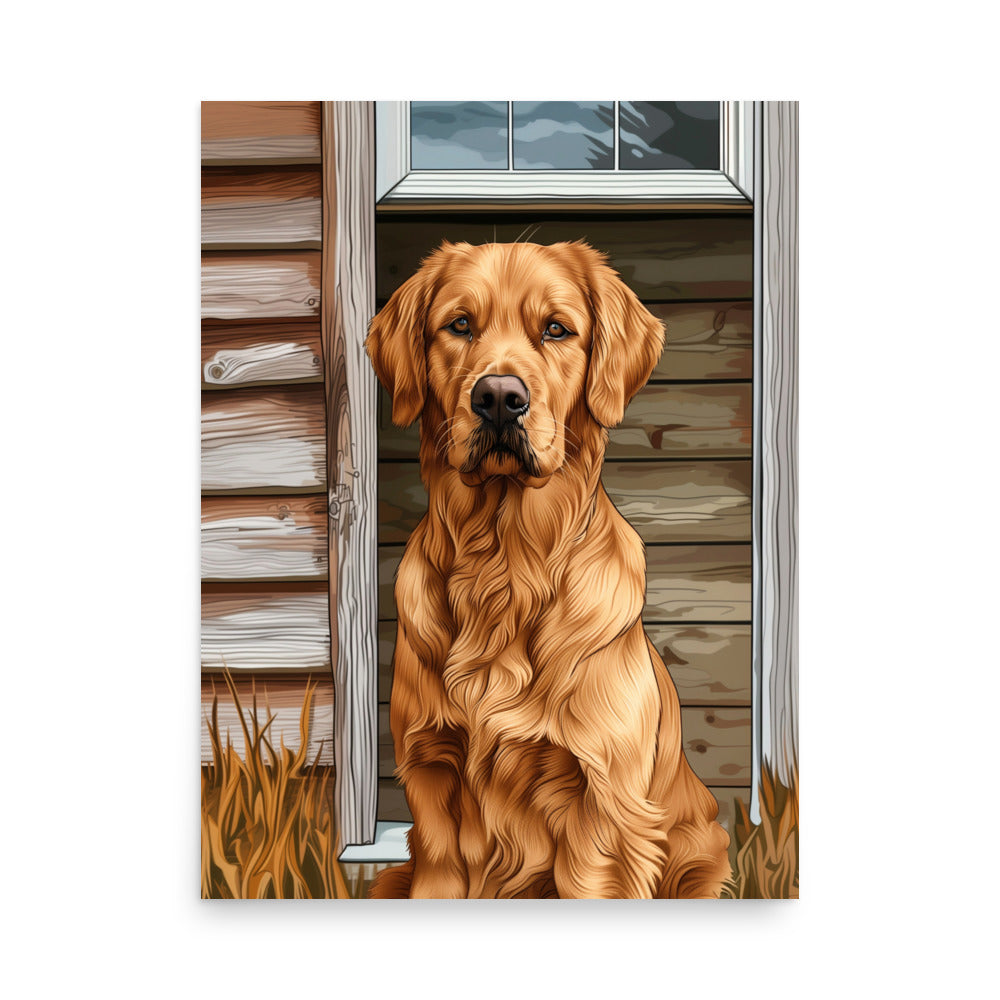 Chien doré posant Poster