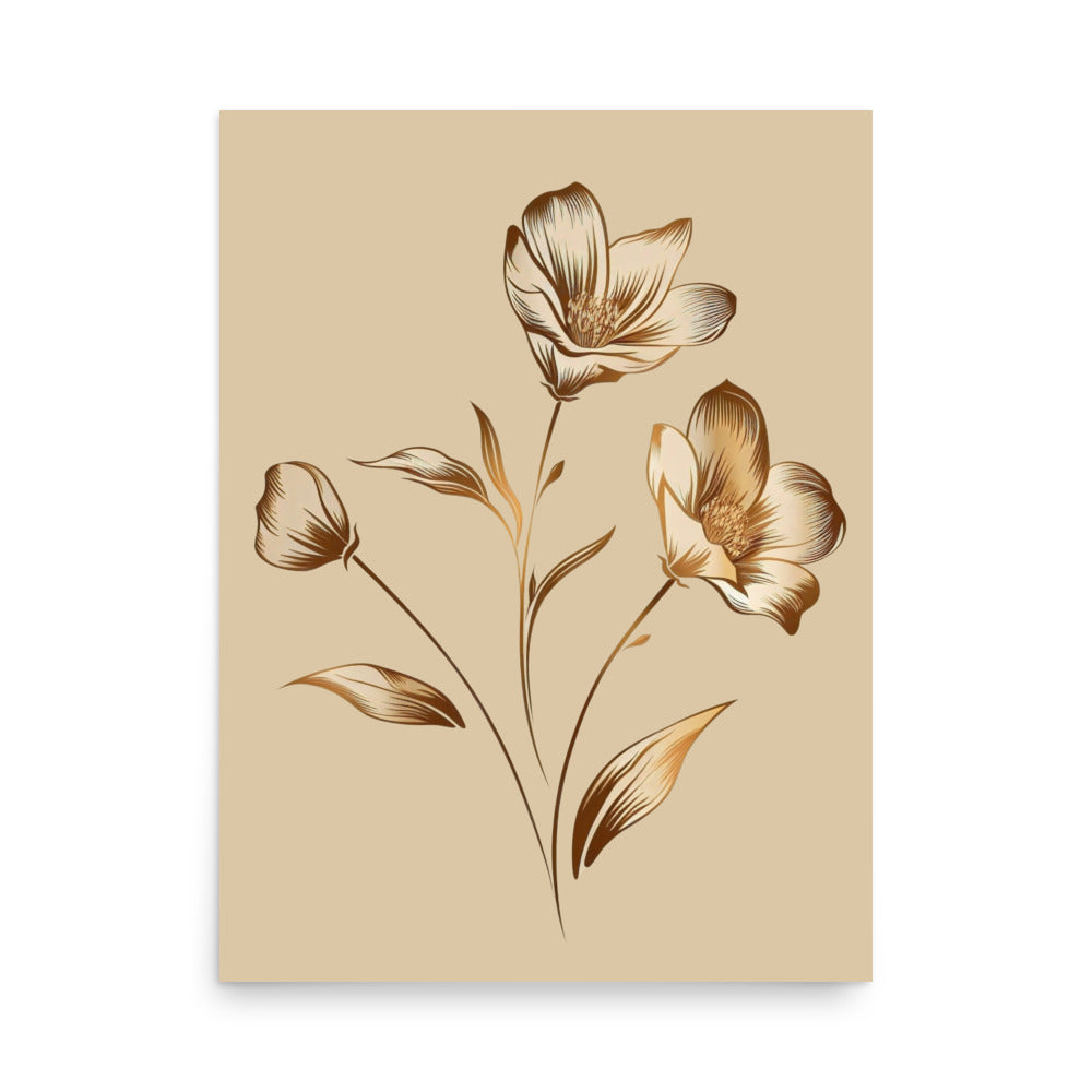 Bouquet de fleurs dorées Affiche