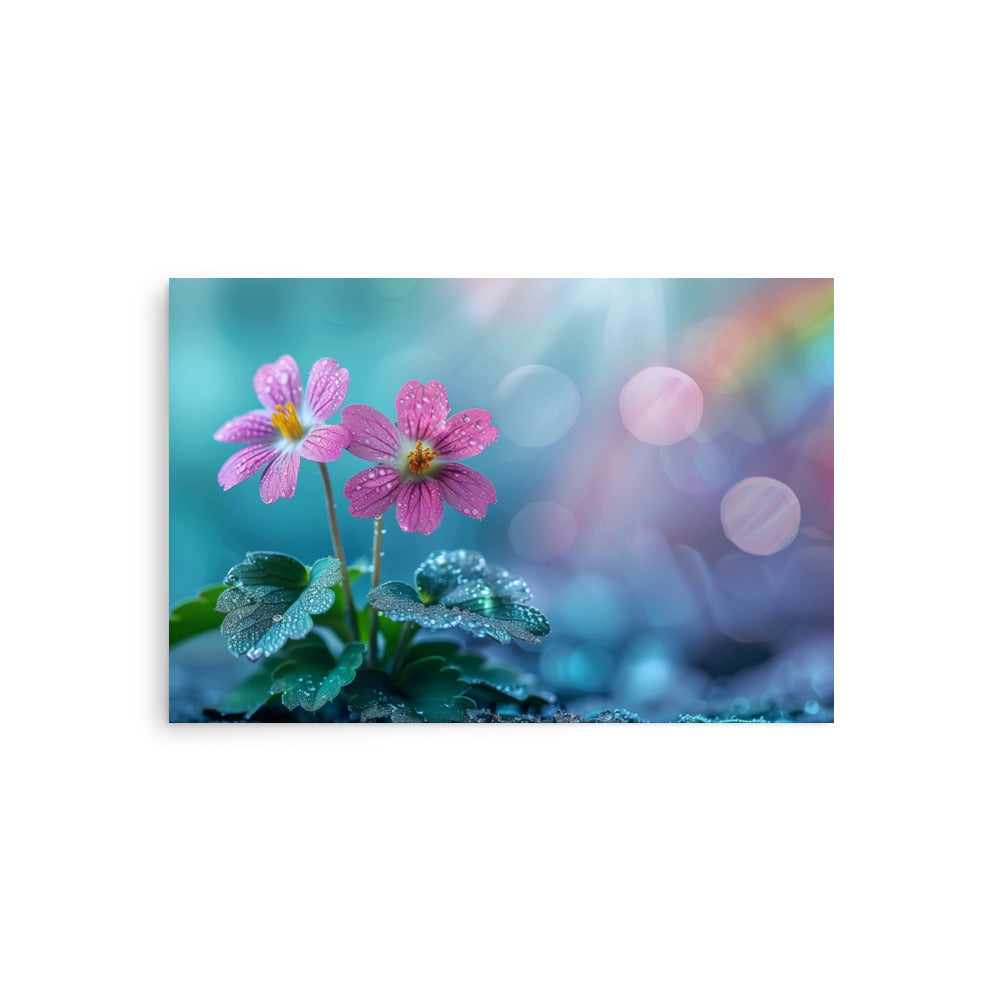 Duo de fleurs roses après la pluie Poster