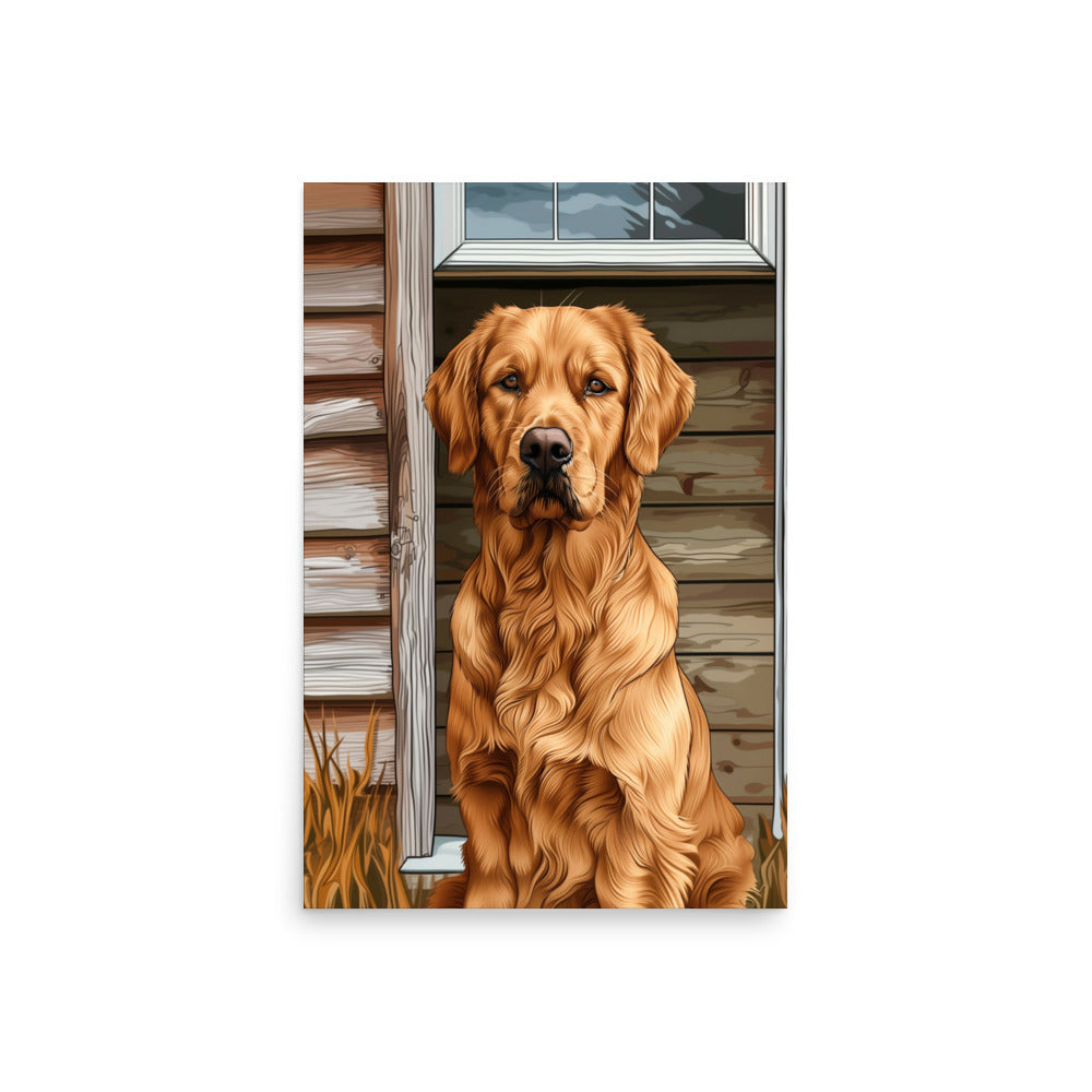 Chien doré posant Poster