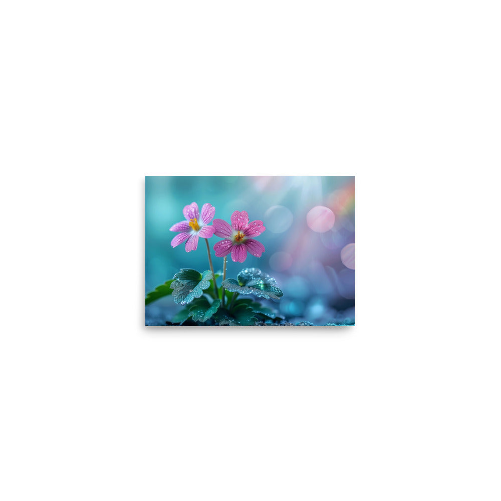 Duo de fleurs roses après la pluie Poster