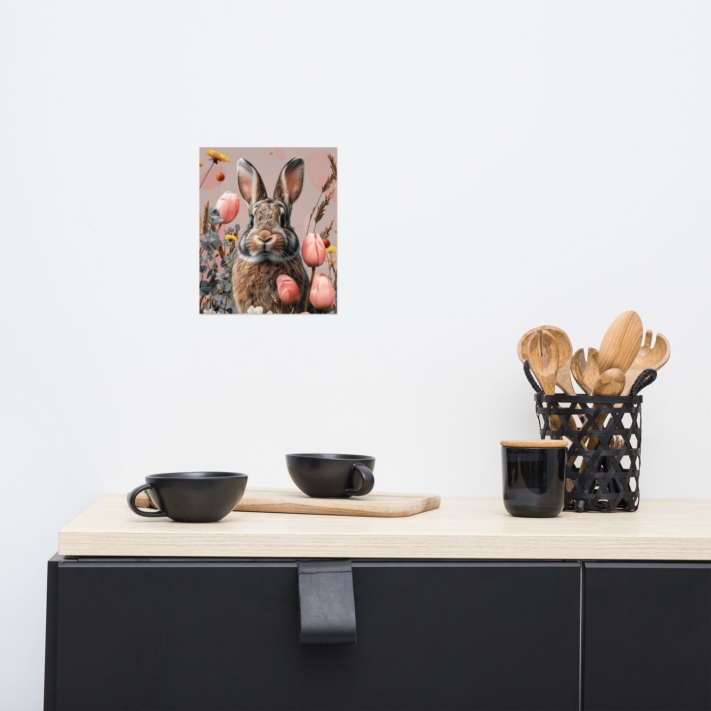 Lapin brun dans les tulipes Poster