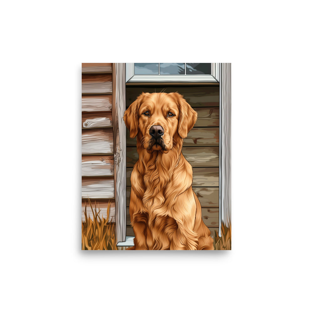 Chien doré posant Poster