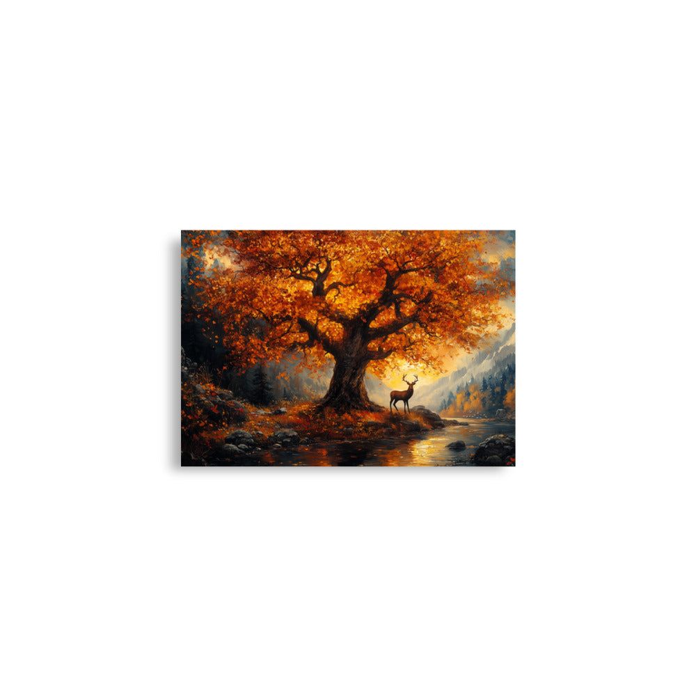 Affiche de la vallée des cerfs et des chênes d'automne
