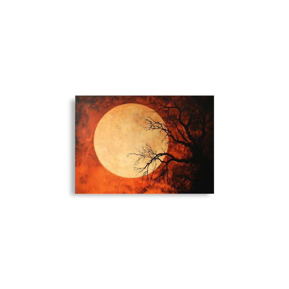 Affiche de paysage nocturne hanté et de pleine lune effrayante