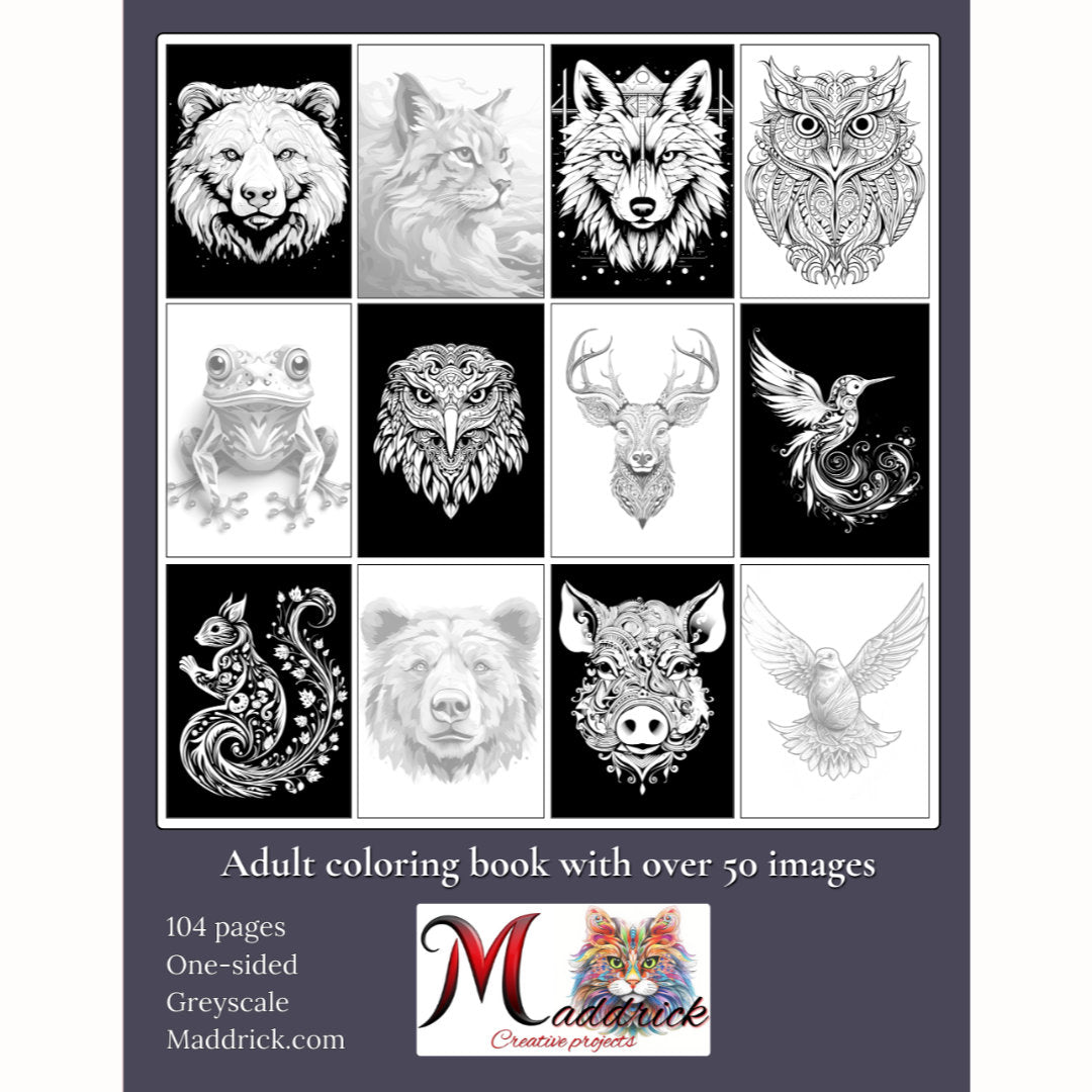Forest animals portraits Coloring book