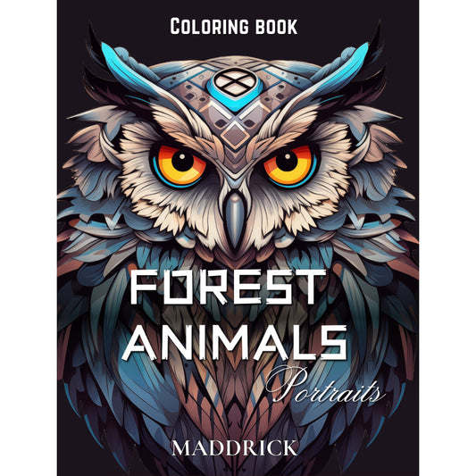 Forest animals portraits Coloring book