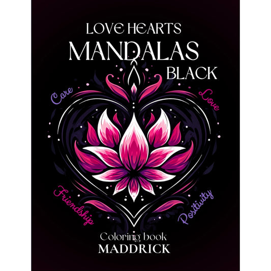 Love Heart Mandalas Black