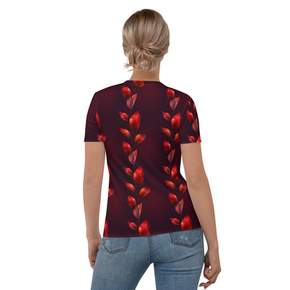 T-shirt Femme Vignes fleurs écarlates