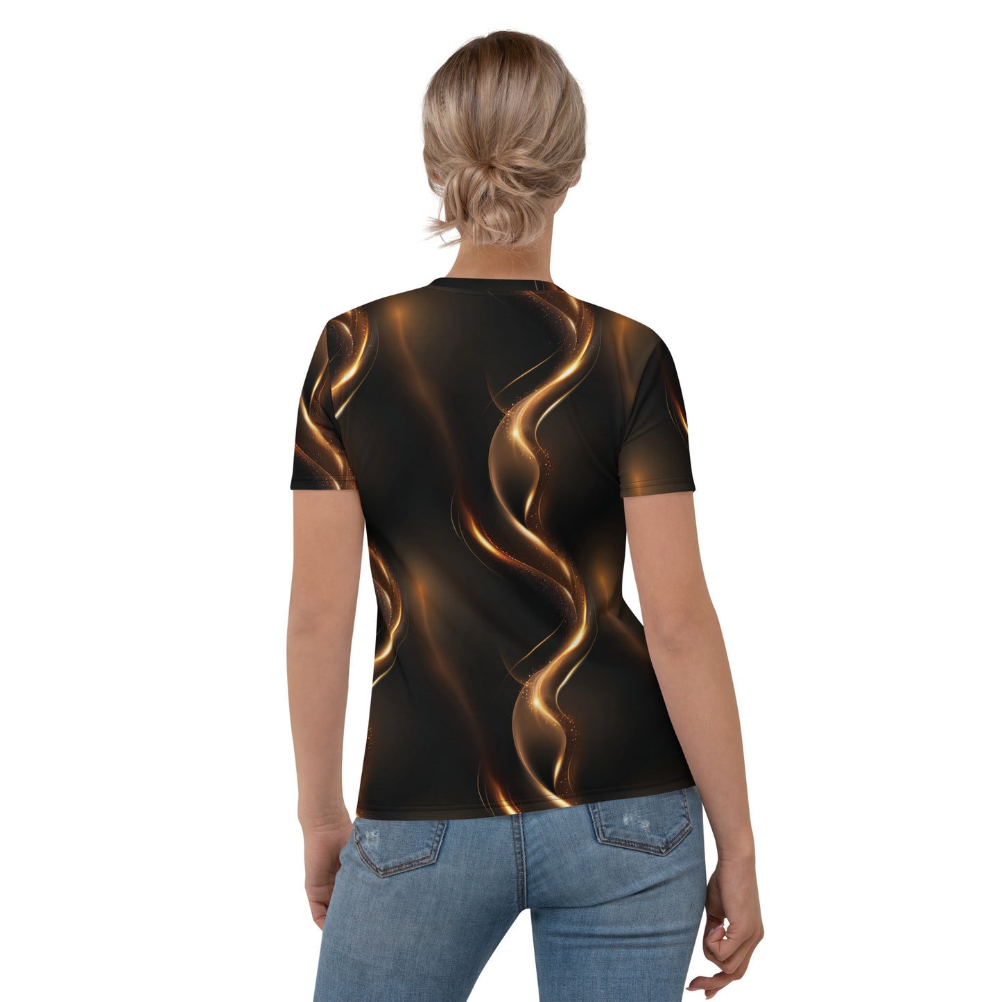 T-shirt Femme ruisseaux dorés noir