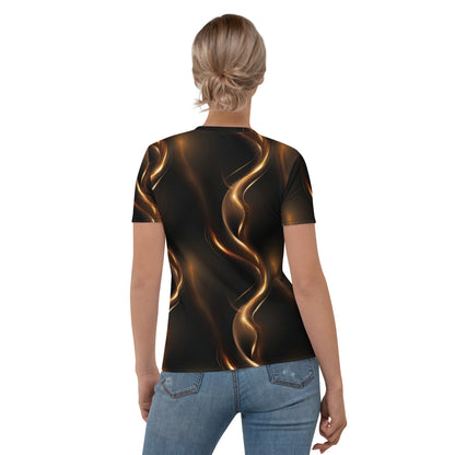 T-shirt Femme ruisseaux dorés noir