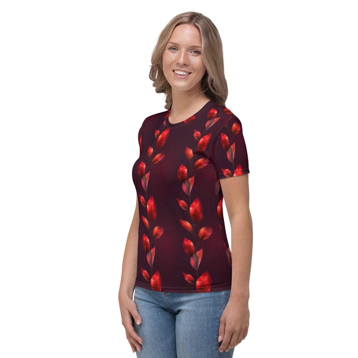 T-shirt Femme Vignes fleurs écarlates