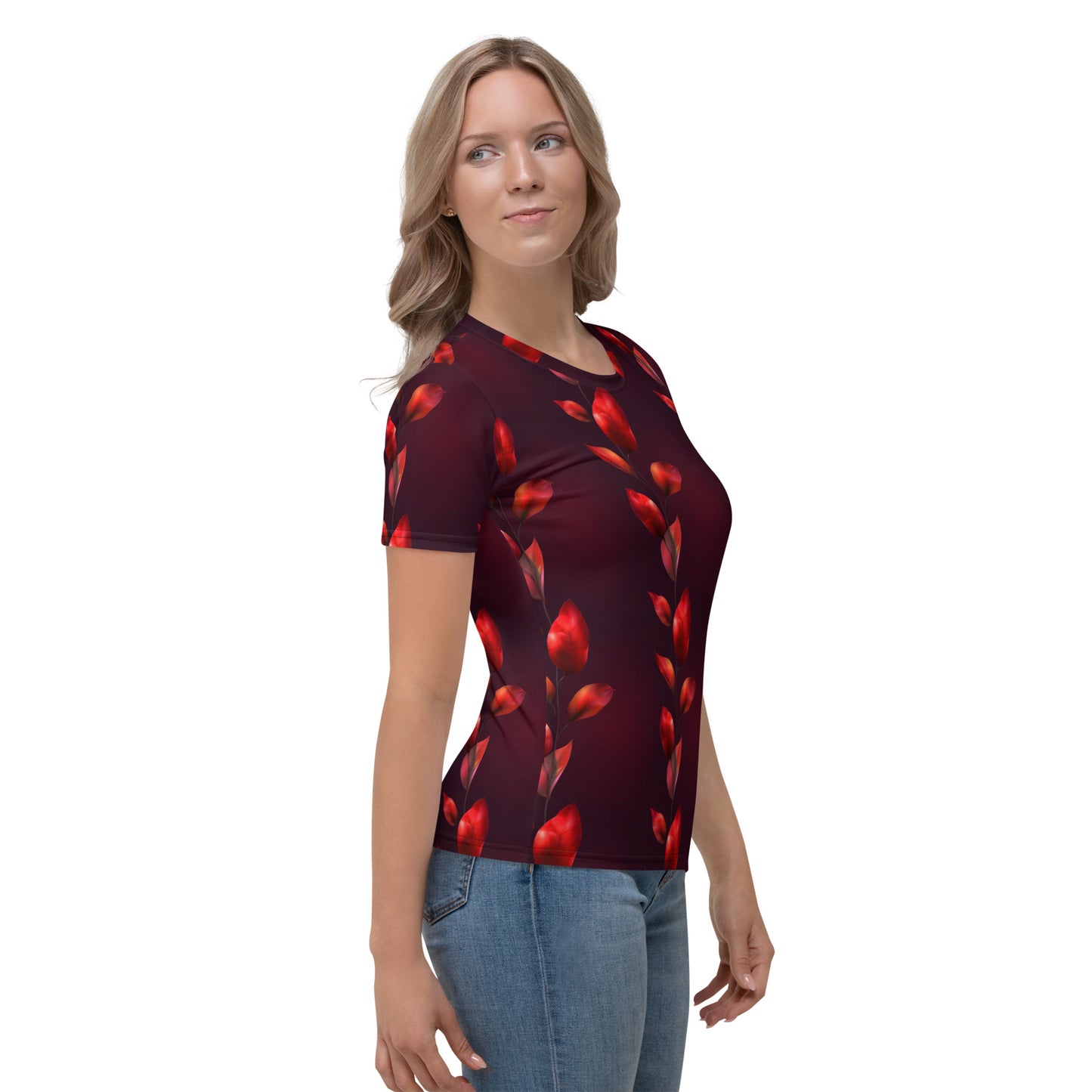 T-shirt Femme Vignes fleurs écarlates