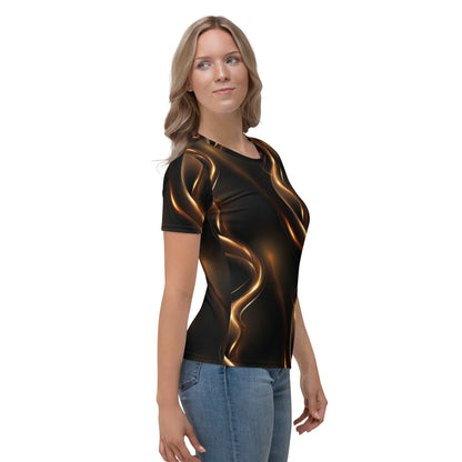 T-shirt Femme ruisseaux dorés noir