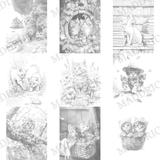 Cat Coloring Pages | Printable Adult Coloring Book PDF (Cats & Kittens)