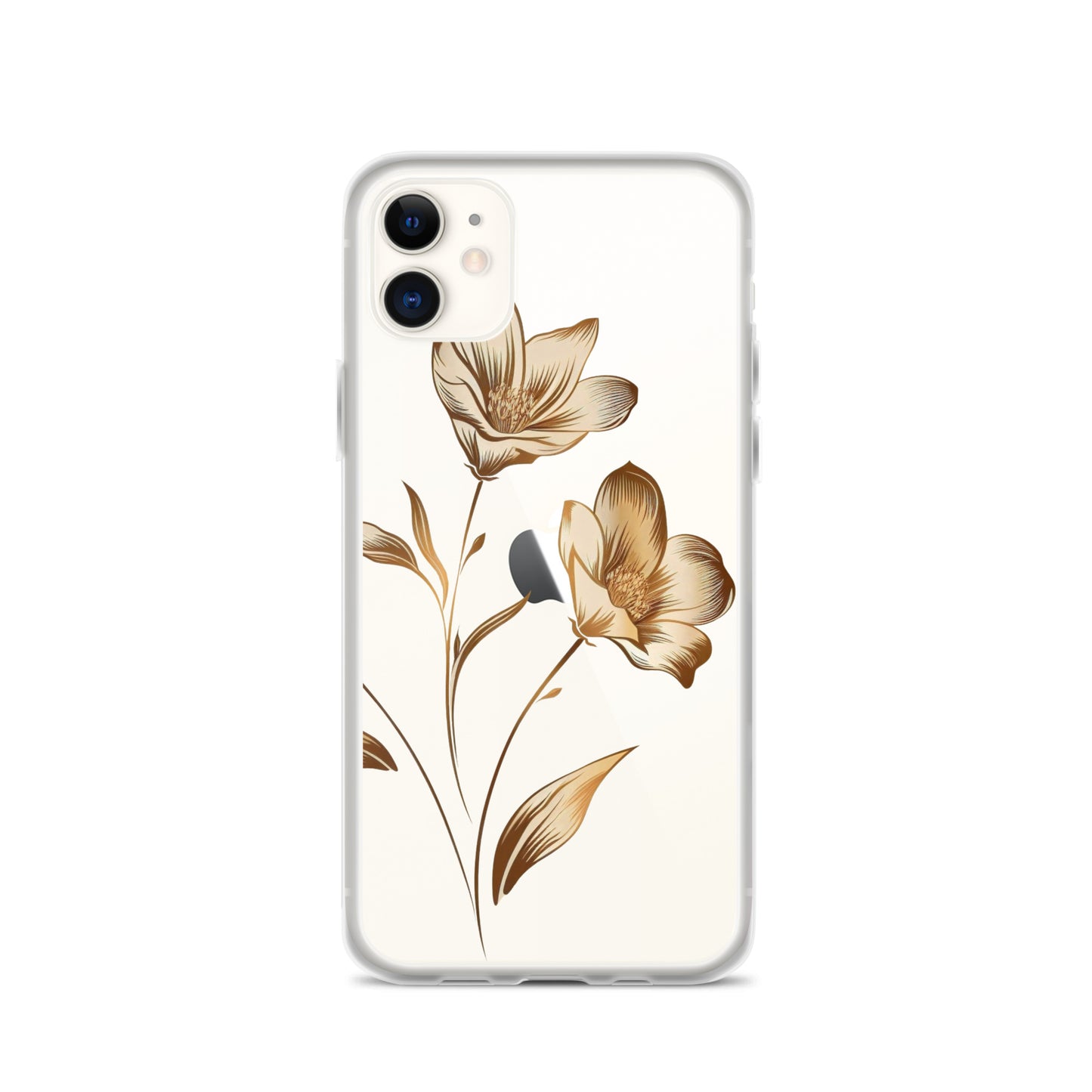 Coque transparente bouquet de fleurs dorées pour iPhone®