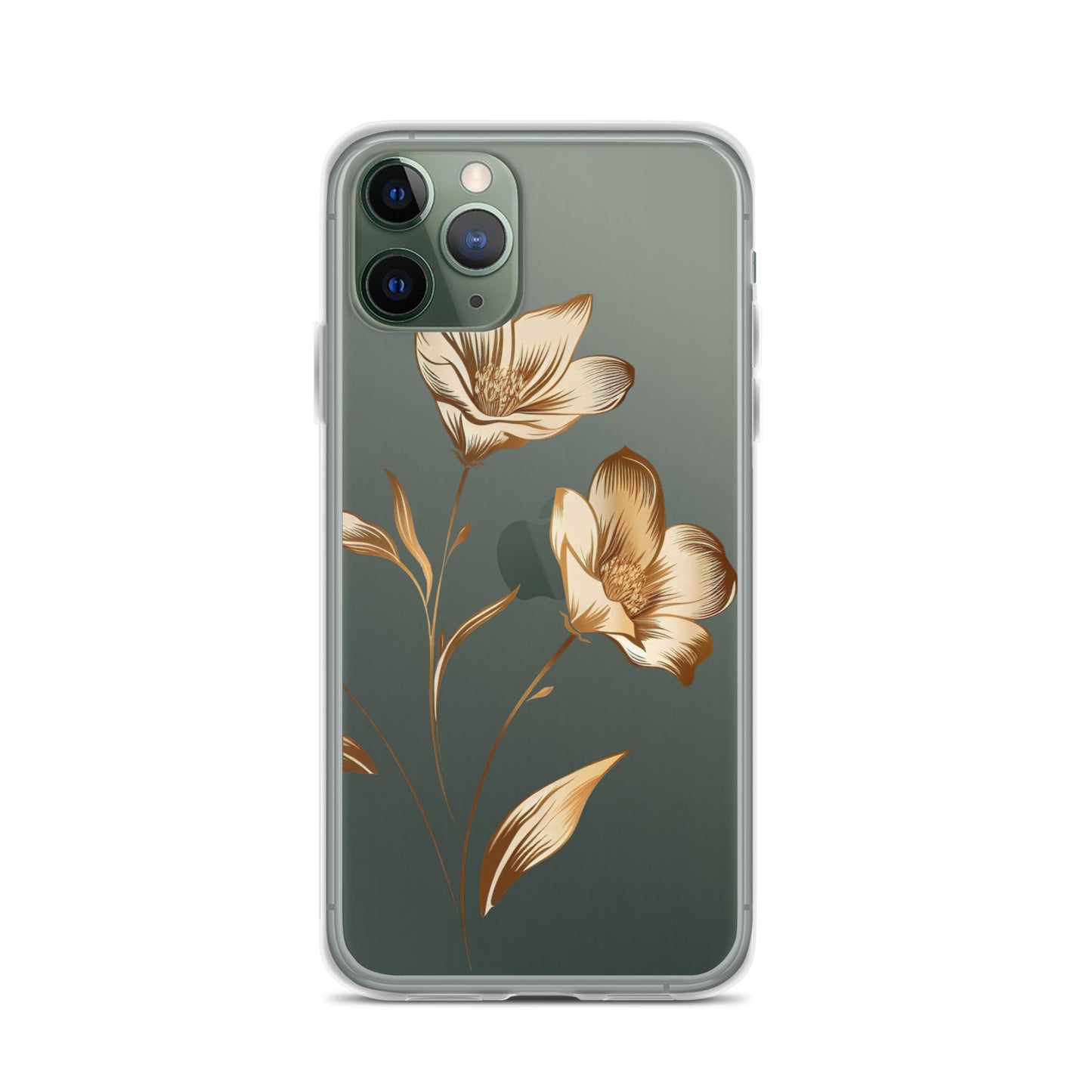 Coque transparente bouquet de fleurs dorées pour iPhone®