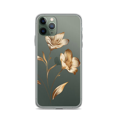 Coque transparente bouquet de fleurs dorées pour iPhone®