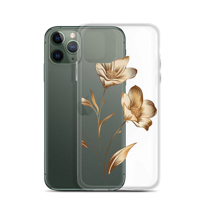 Coque transparente bouquet de fleurs dorées pour iPhone®