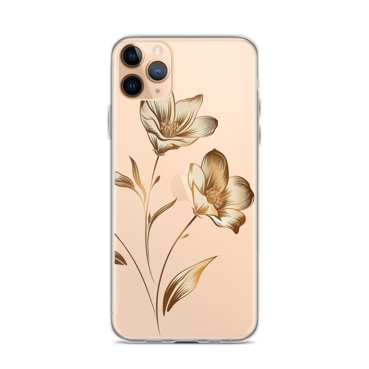 Coque transparente bouquet de fleurs dorées pour iPhone®
