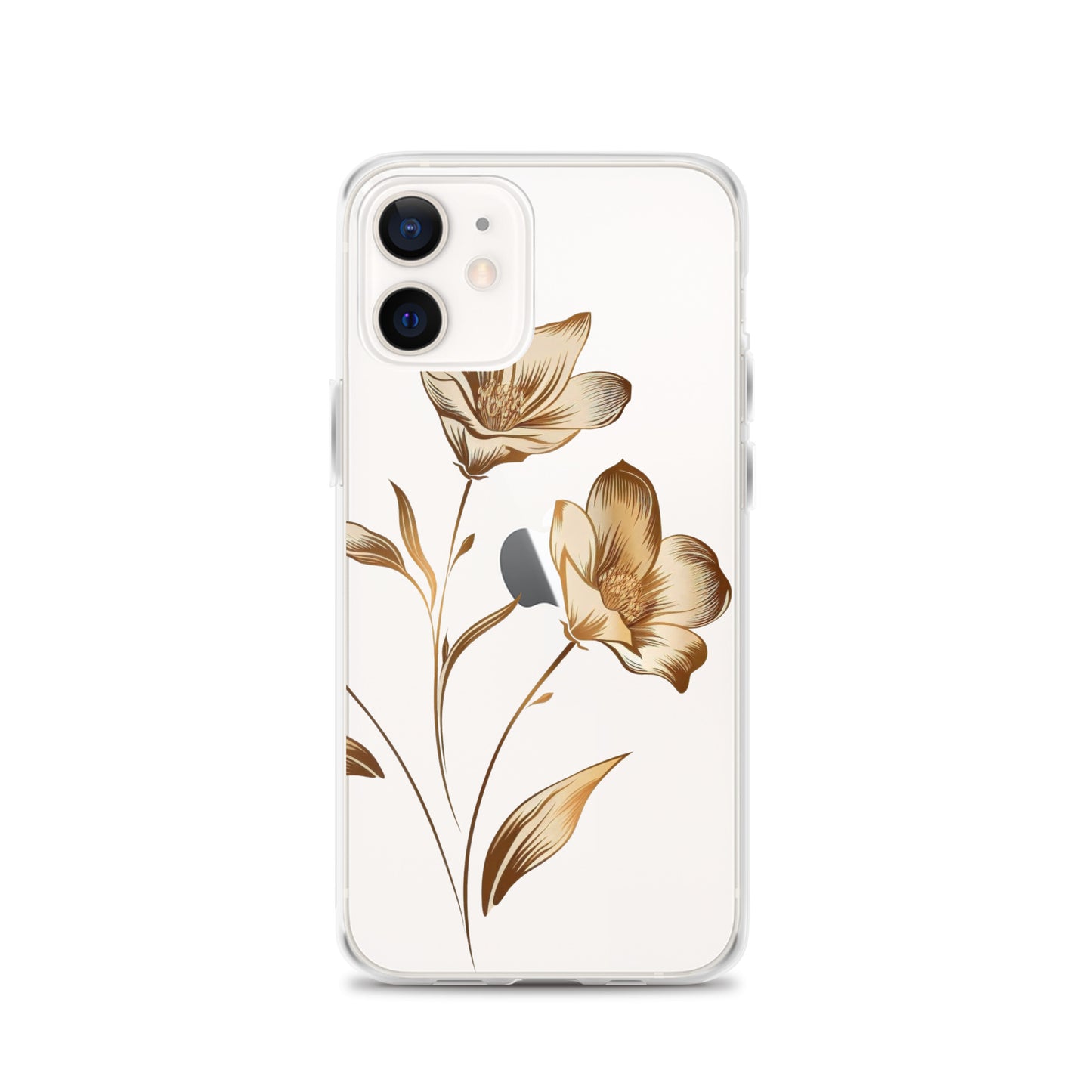 Coque transparente bouquet de fleurs dorées pour iPhone®