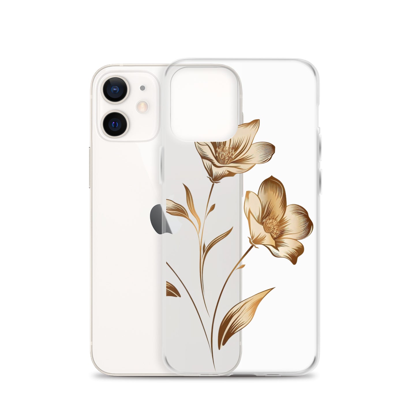 Coque transparente bouquet de fleurs dorées pour iPhone®