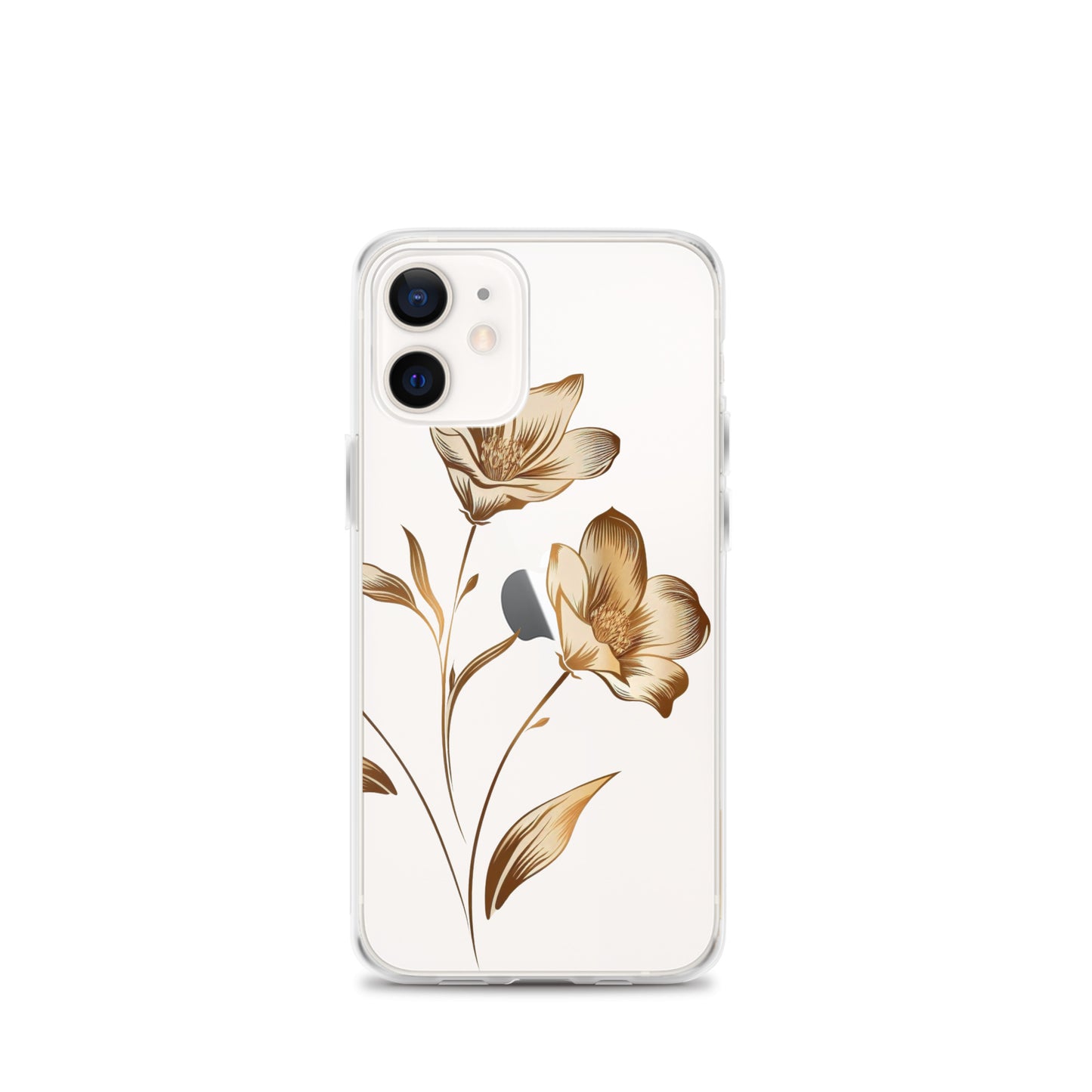 Coque transparente bouquet de fleurs dorées pour iPhone®
