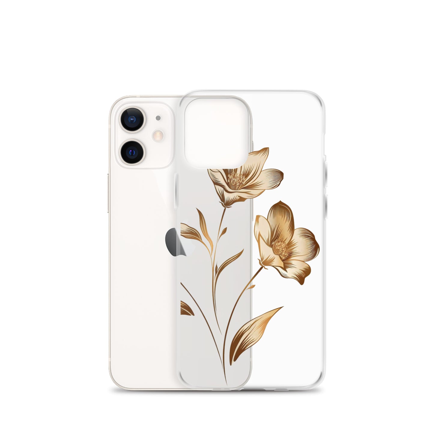 Coque transparente bouquet de fleurs dorées pour iPhone®
