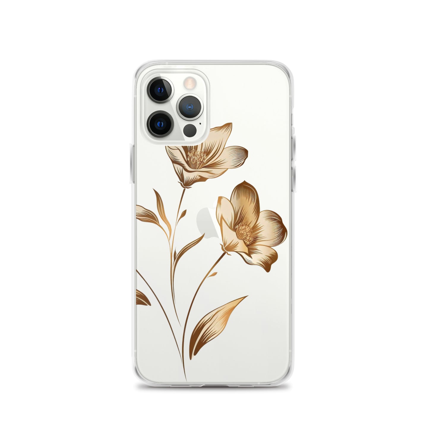 Coque transparente bouquet de fleurs dorées pour iPhone®