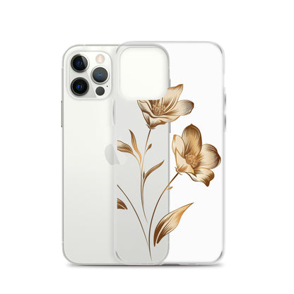 Coque transparente bouquet de fleurs dorées pour iPhone®