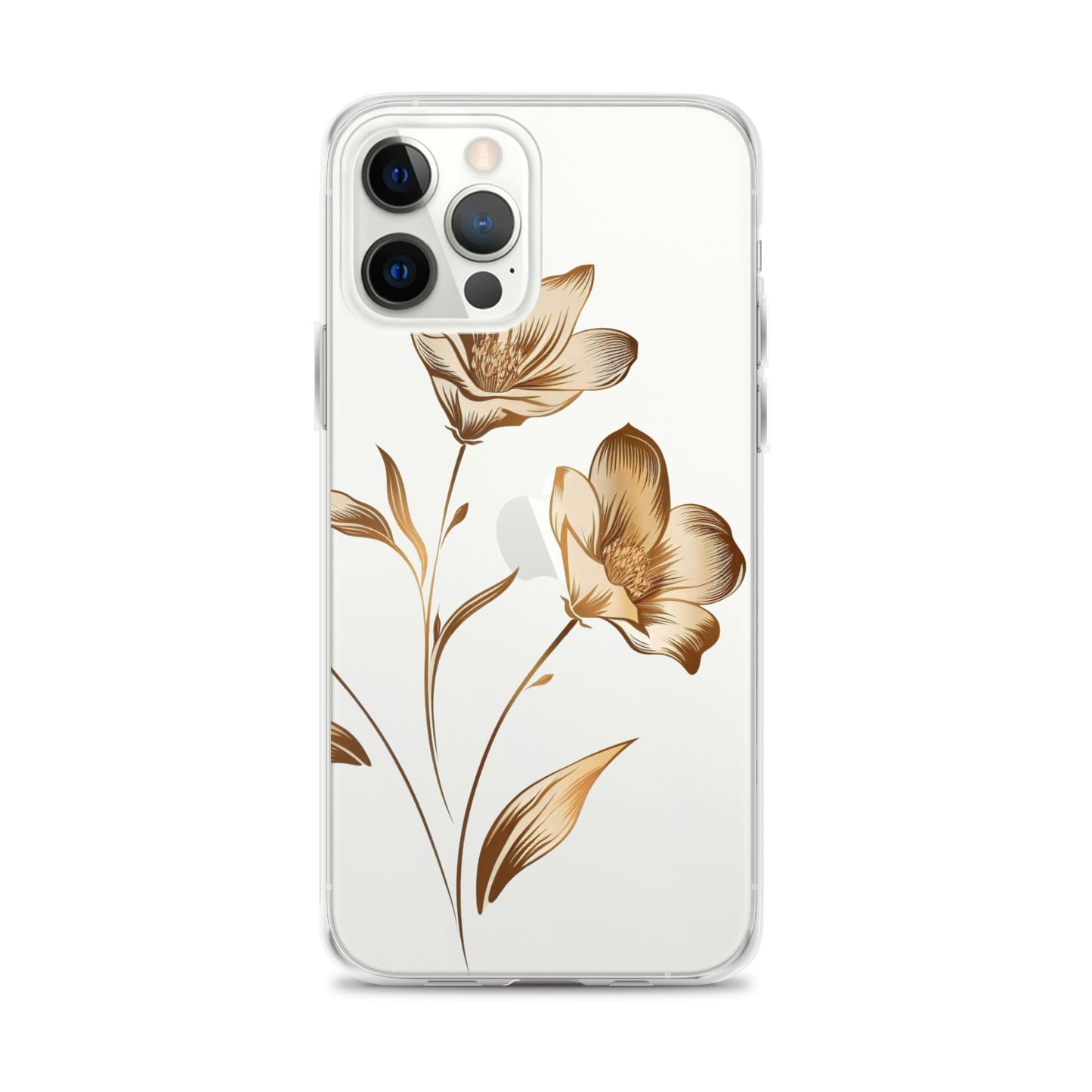 Coque transparente bouquet de fleurs dorées pour iPhone®