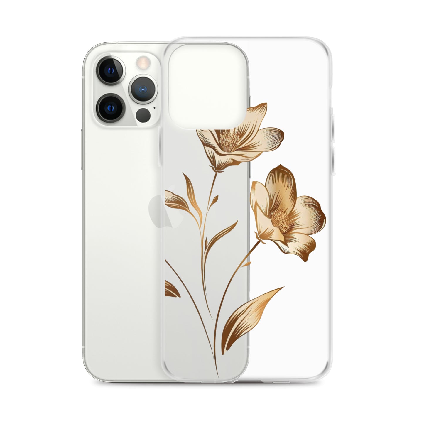 Coque transparente bouquet de fleurs dorées pour iPhone®