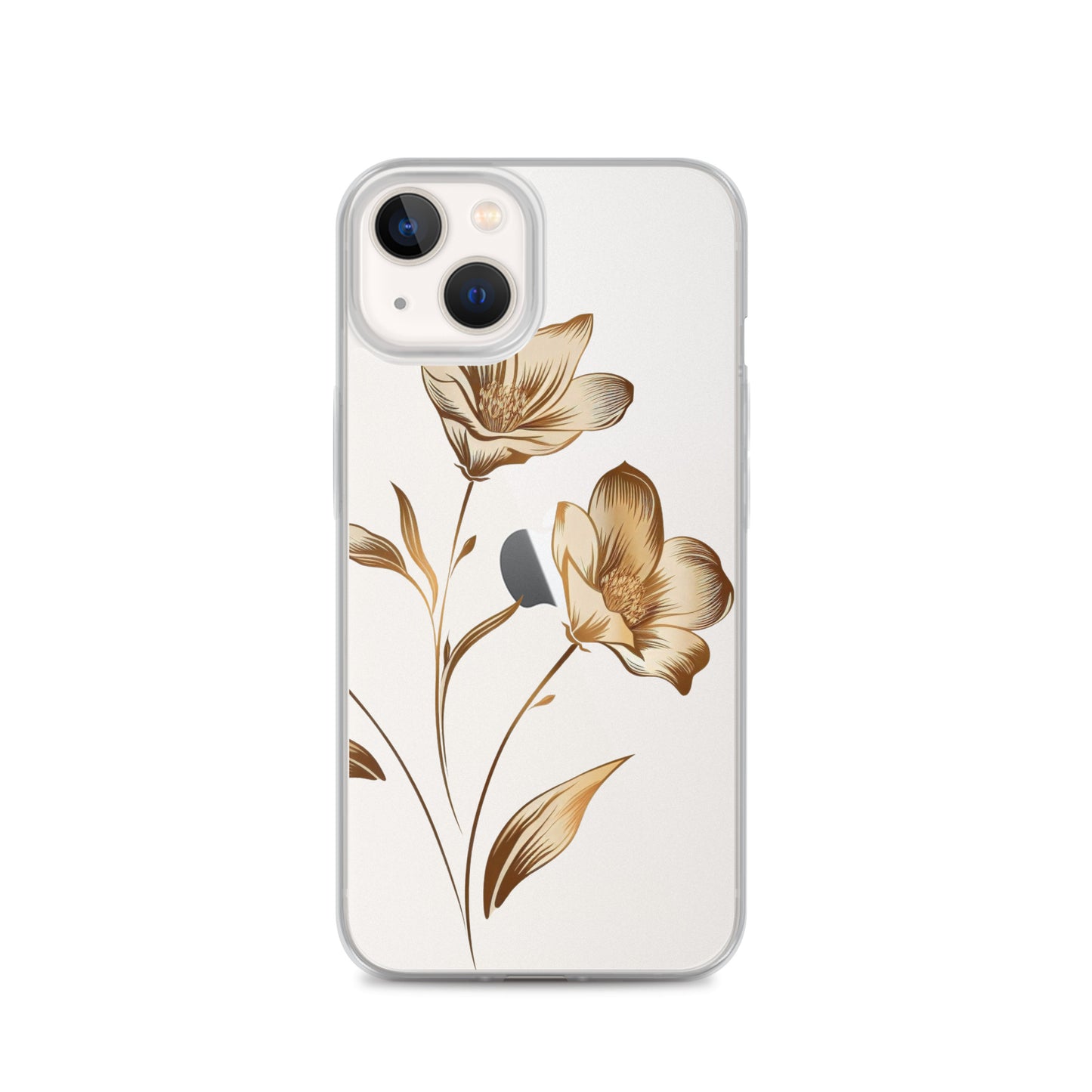 Coque transparente bouquet de fleurs dorées pour iPhone®