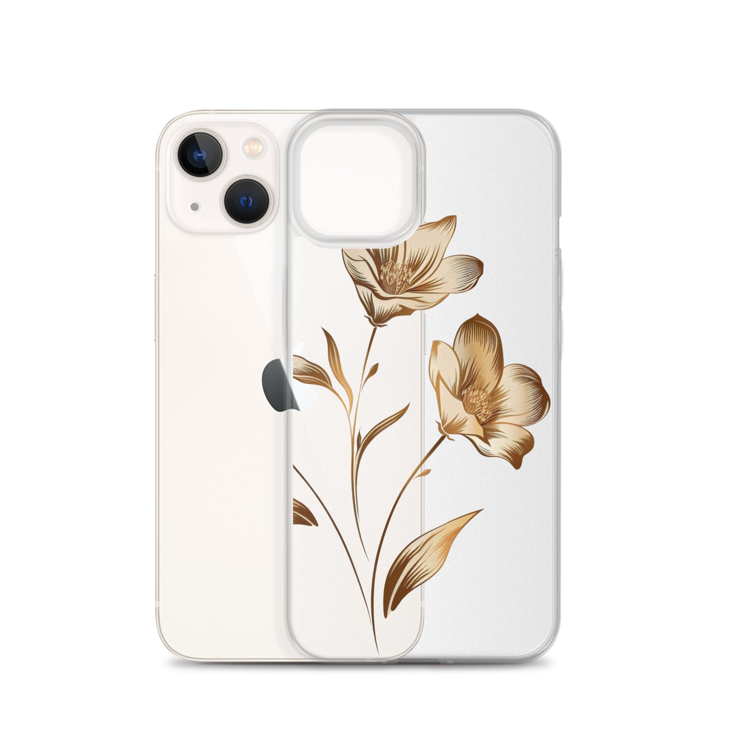 Coque transparente bouquet de fleurs dorées pour iPhone®