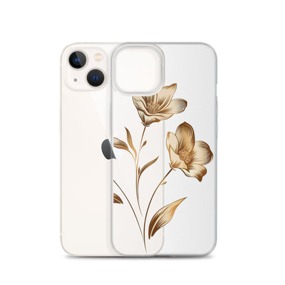Coque transparente bouquet de fleurs dorées pour iPhone®